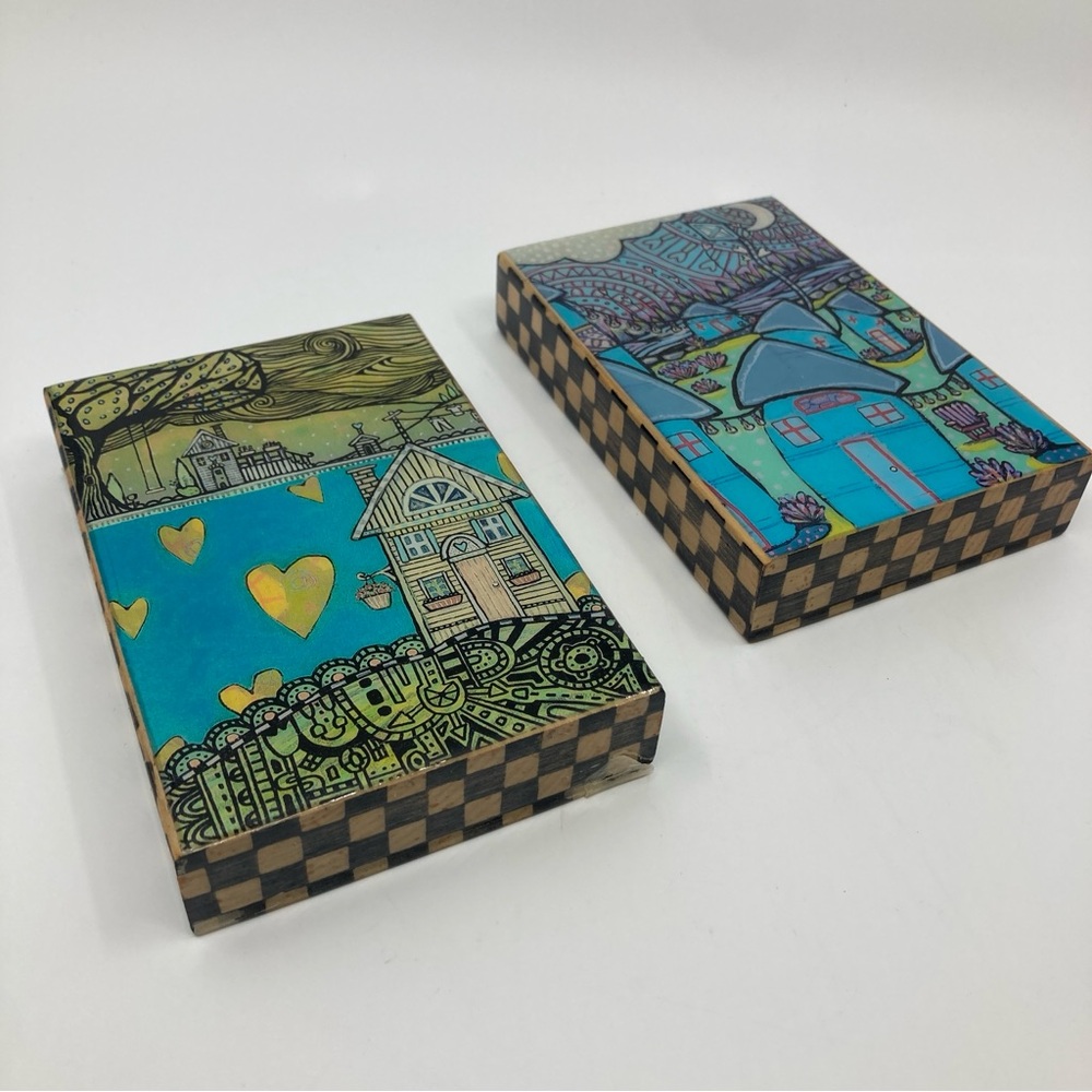 New set of Love is Everywhere blue house Enjoyablock 3D wall art enjoy your life